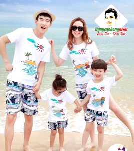 Combo Áo đồng phục đi biển cho gia đình 4 người