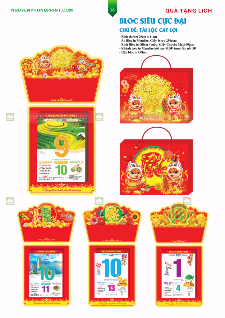 Báo giá in lịch tết tại Kon Tum