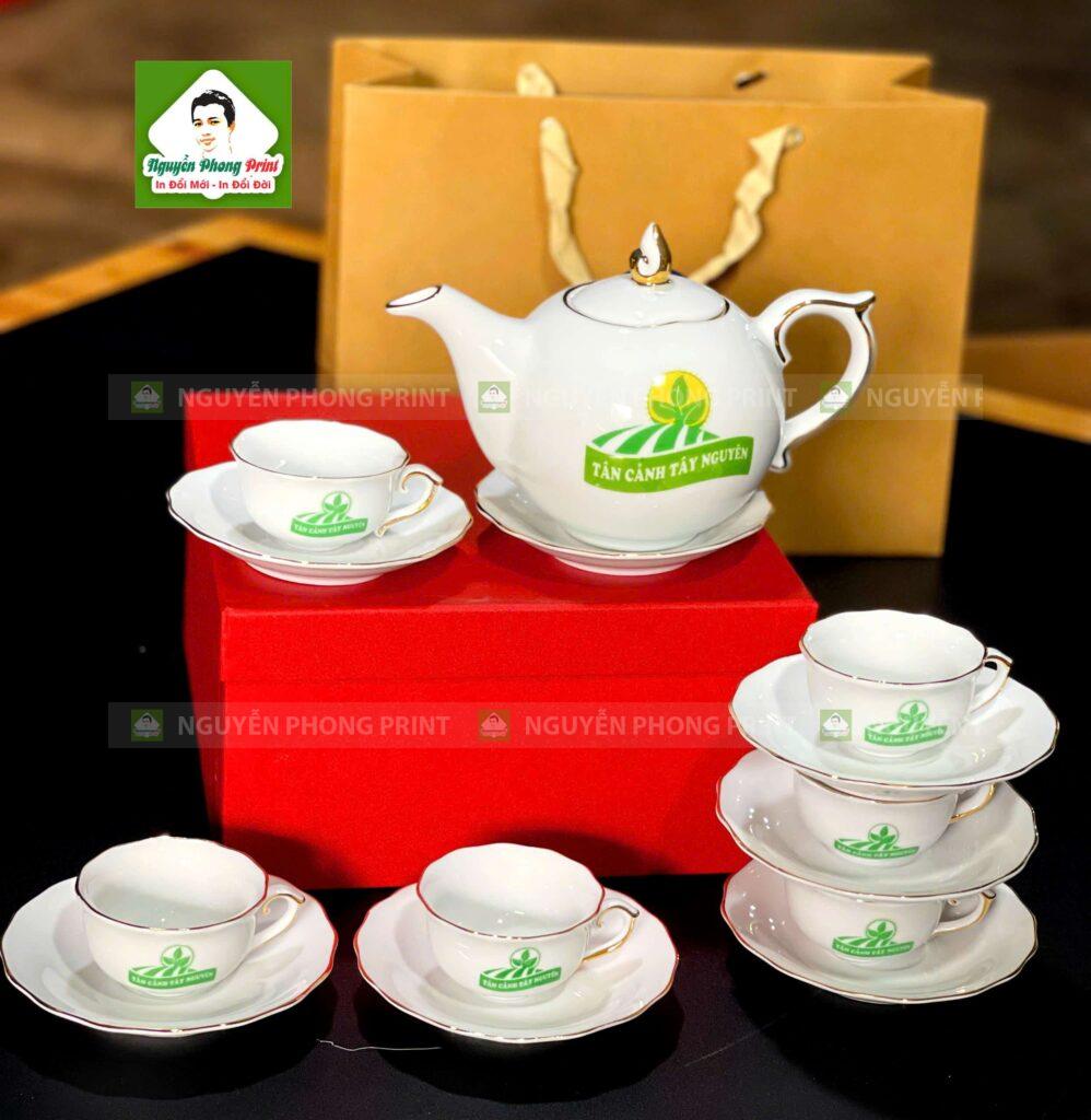 bộ ấm chén in logo
