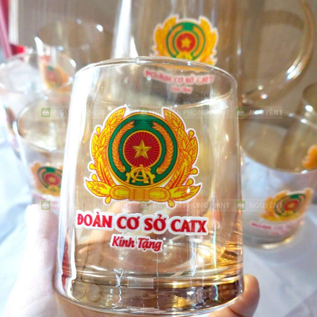 bộ bình ly thủy tinh in logo