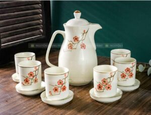 In ấm chén trà Bát Tràng Kon Tum quà tặng khách hàng, đối tác