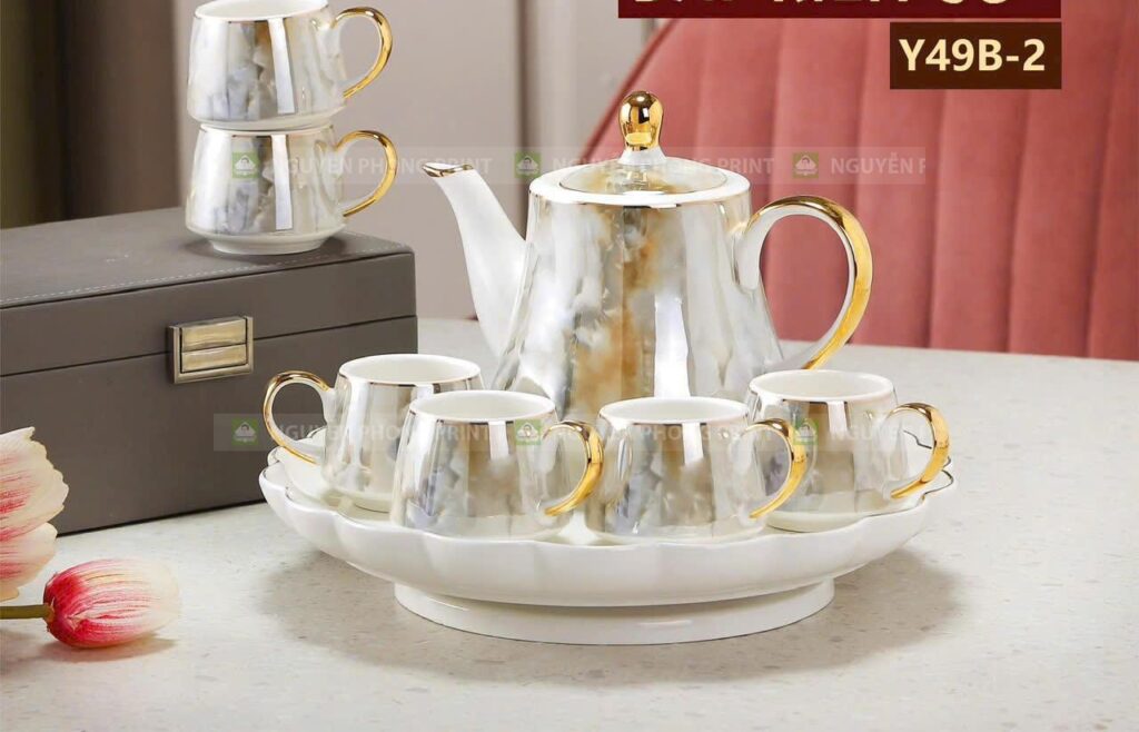 bình chén trà sứ cao cấp in logo sang-đẹp tại Gia Lai