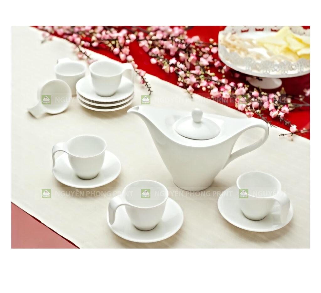 in ấm chén trà gốm sứ Minh Long Kon Tum tại Nguyễn Phong Print